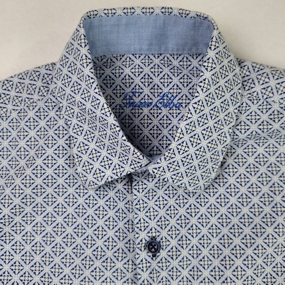 Tasso Elba Button Up Short Sleeve Casual Shirt Mens Size Medium 15-15.5
